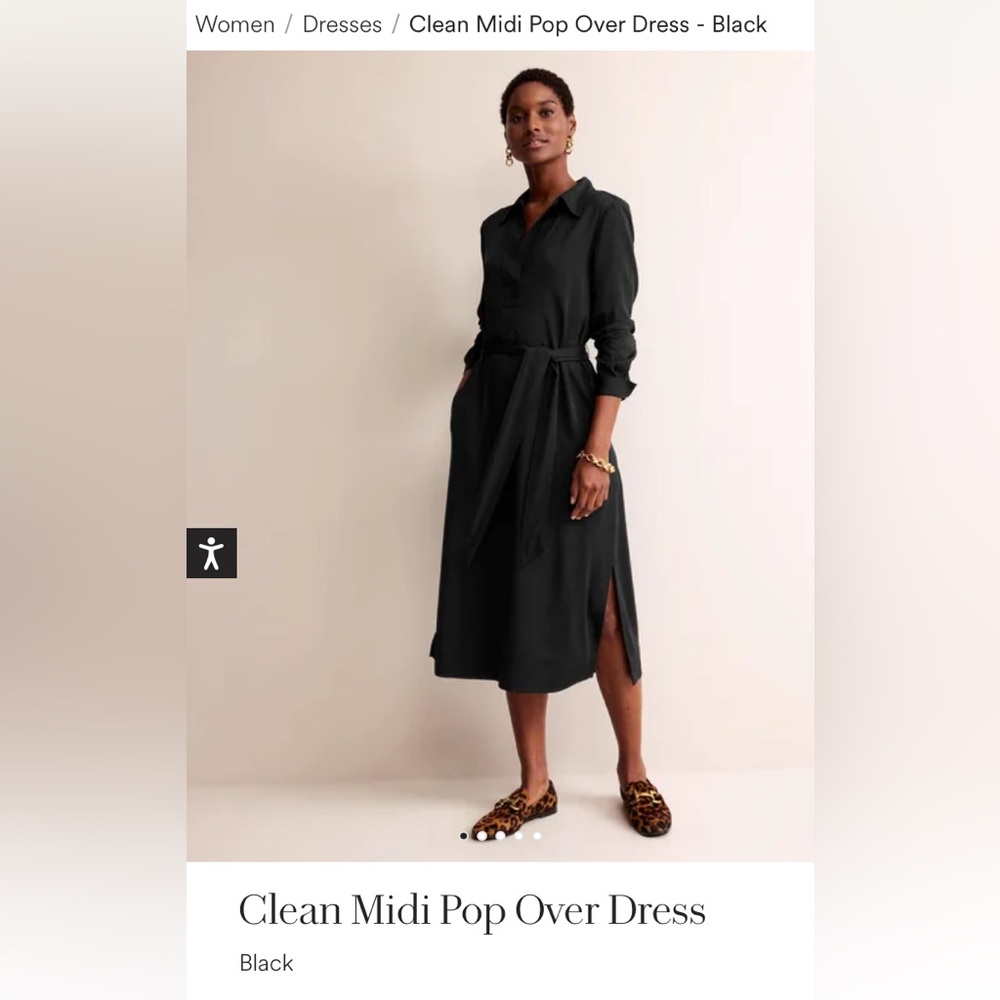 NWT Boden Clean midi pop over dress - black